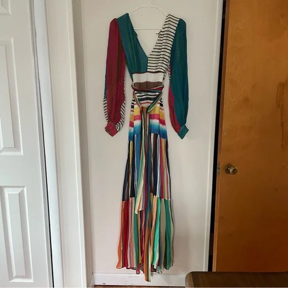 FARM RIO Thalita Striped Maxi Dress Size XS - Picture 5 of 12
